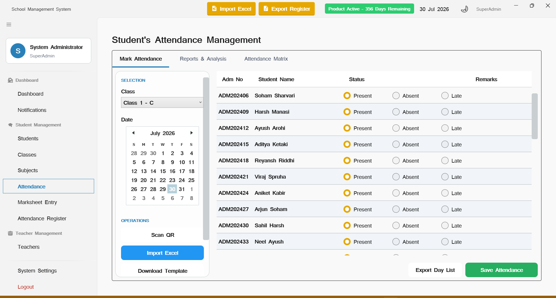 Daily Attendance Register